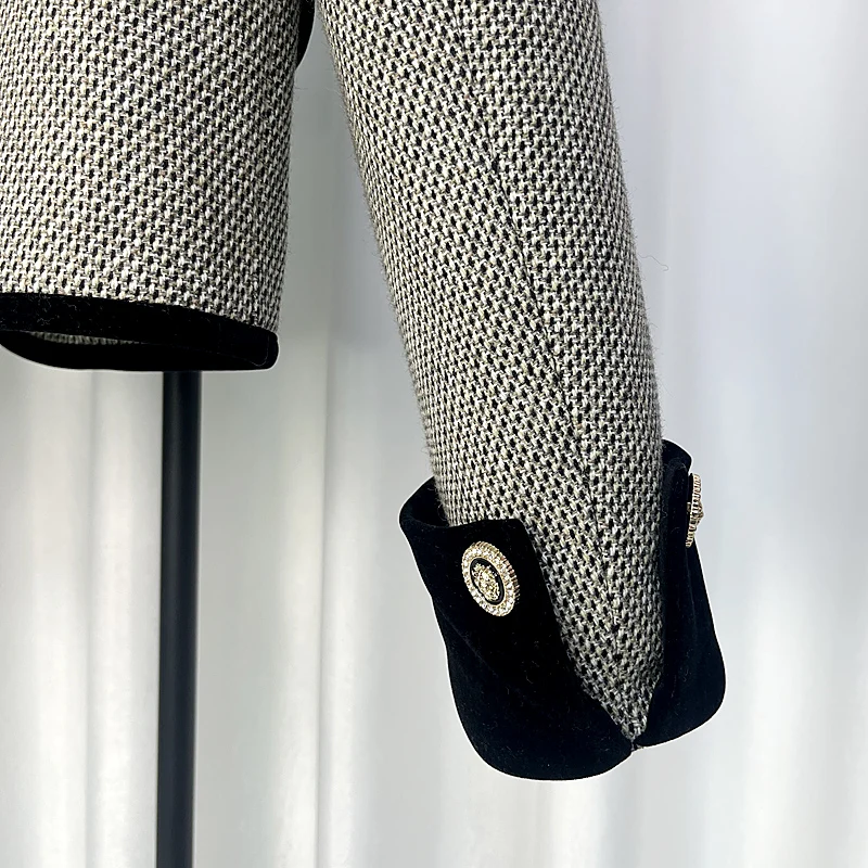 2025 nuevo estilo de moda, elegante y cómodo cuello de solapa celebridad diseño de temperamento de alta gama chaqueta de tweed casual