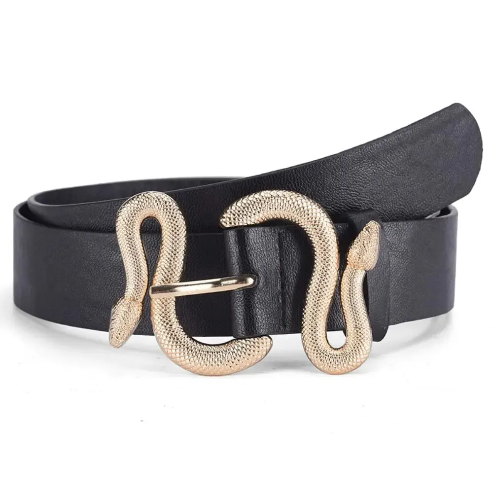 Damengürtel Trend Retro Schlangenschnalle Gürtel Mode Lässig Pu-Ledergürtel mit Kleid Jeans Gürtel Geschenk für Frauen und Freundin – Detail 3