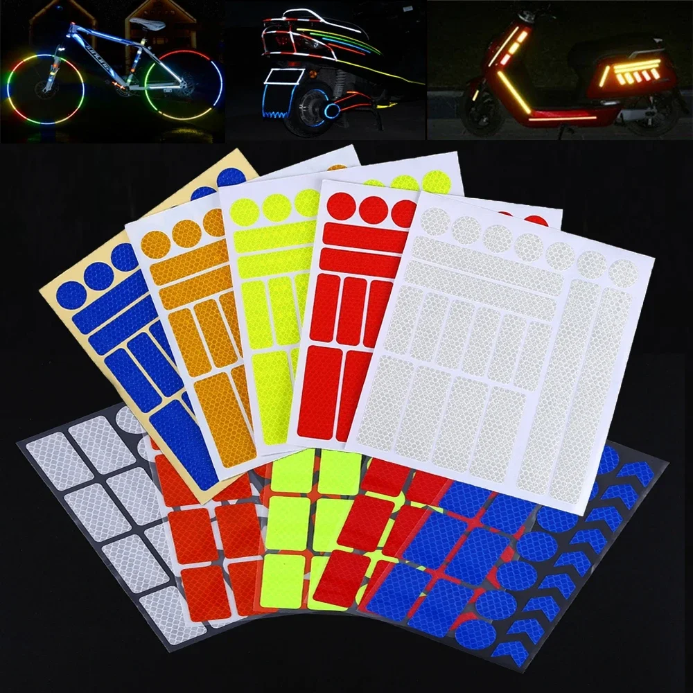 MTB Bike Reflective Stickers Fluorescent Motor Bicycle Wheel Rim Night Safty Warning Reflector Film Car Decal Tape Stickers