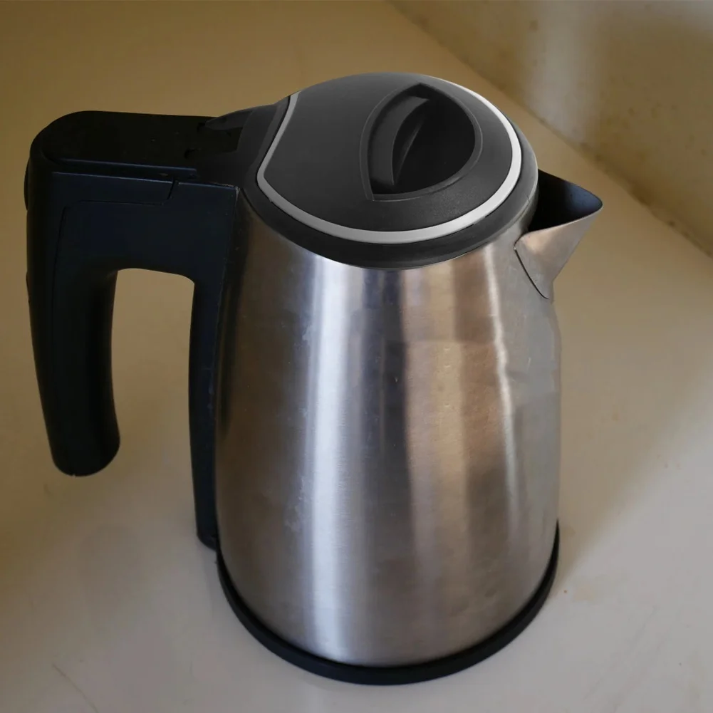 1Pc Stainless Steel Inner Lid For Electric Kettle Polished Replacement Cover With Plastic Trim Black Top For Daily Use