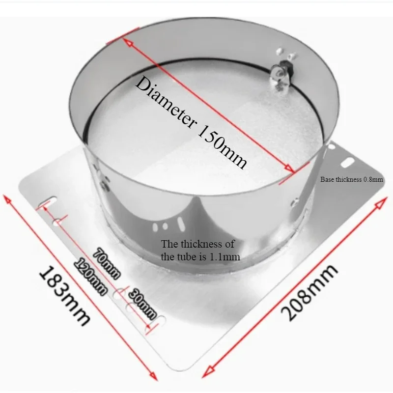 Stainless Steel Kitchen Range Hoods Check Valve 150/160mm Pipe Universal Air Outlet Range Hood High Temperature Resistance Parts