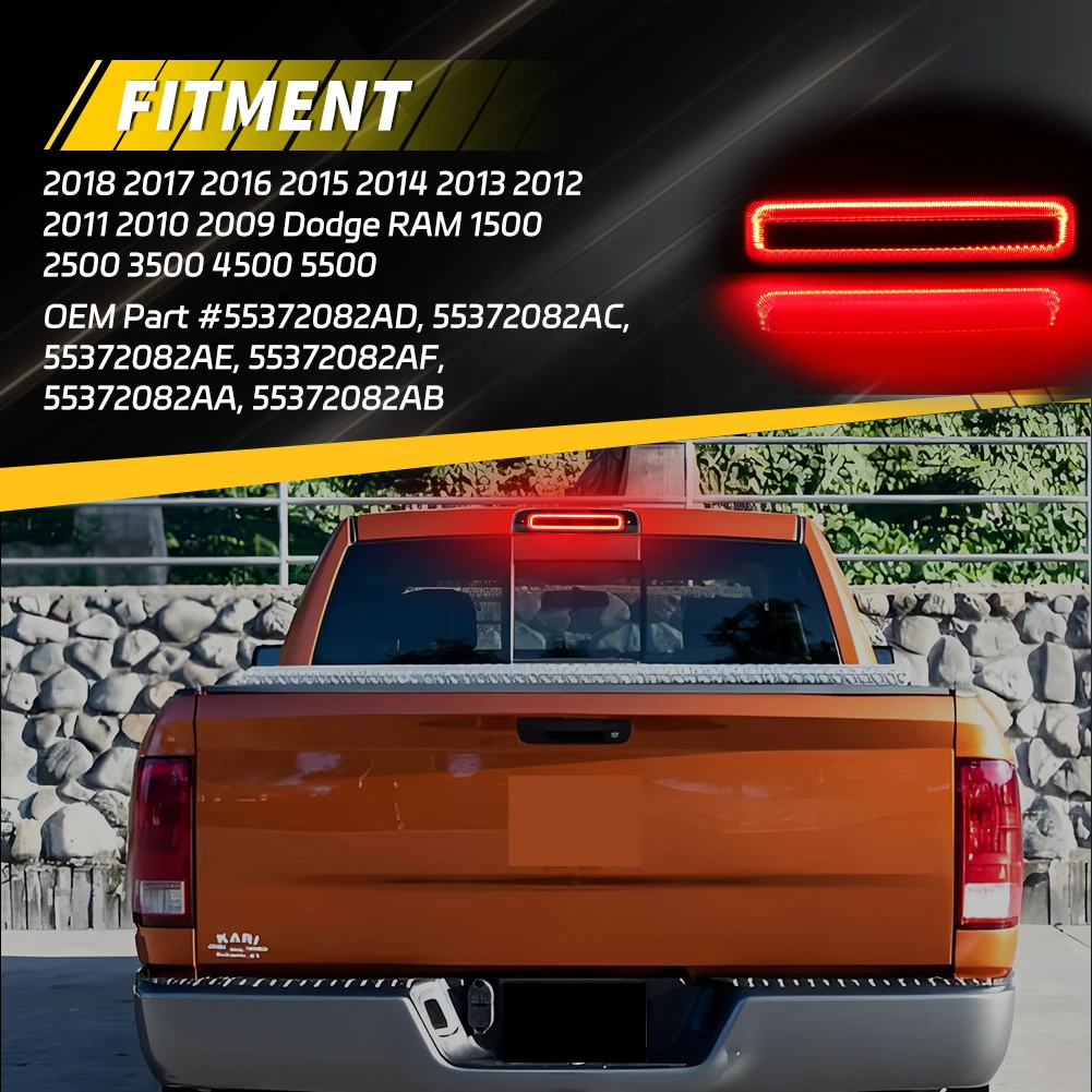 1X Rear Reverse Light Tail Light 3rd Third Brake Light LED For 2009-2018 Dodge Ram 1500 2500 3500 4500 5500 Laramie 1500 Classic
