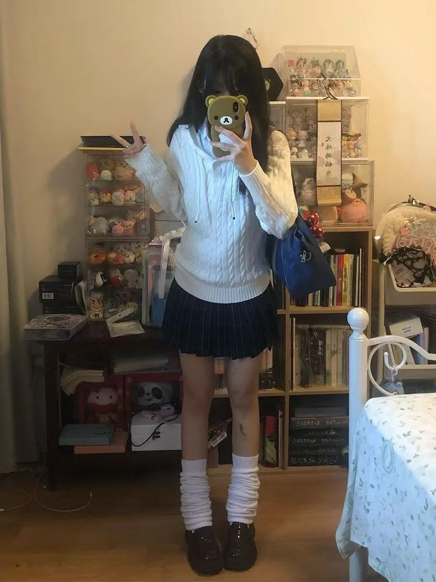 

Женский вязаный свитер Lazy Sle Long Sve, осенне-зимнее японское школьное orm JK orm Twist Head over Coat