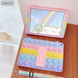 For Samsung Galaxy A6 7.0 inch 2016 SM-T280 SM-T285 Tablet Case Kids Silicone Relieve Stress Rainbow Bubble Stand Cover Funda