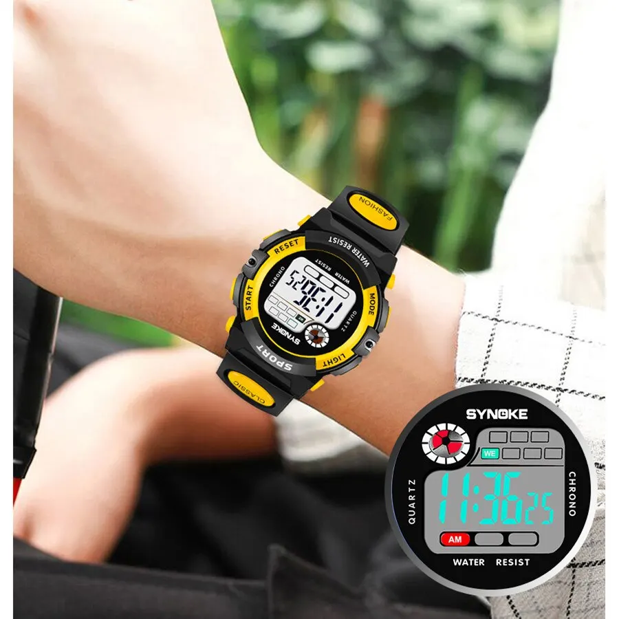 SYNOKE Multifunctional Night Student Children Electronic Watch Sports Waterproof Boy Electronic Watch Waterproof Light Fashion