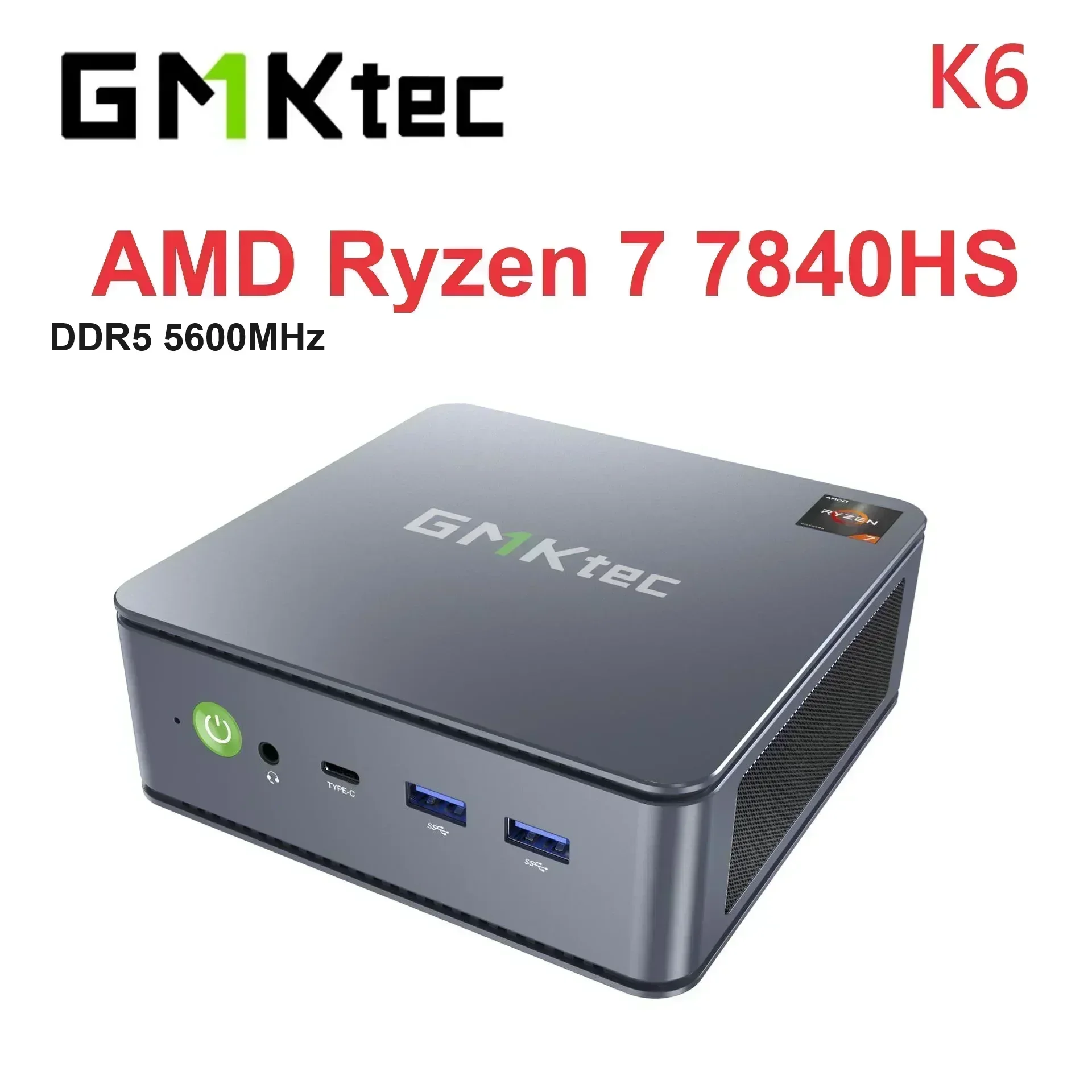 GMKtec K6 Ryzen 7 7840HS MINI PC Windows 11 Pro DDR5 5600Mhz NVME SSD PCIE4.0 WIFI6 BT5.2 2*2.5G Lan Desktop Gamer Computer