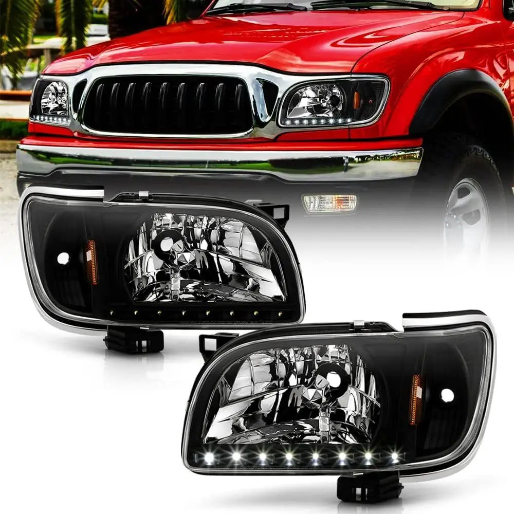 

Светодиодные фары DRL для Toyota Tacoma 2001-2004 годов выпуска, черные, со встроенными угловыми фонарями, для водительской и пассажирской стороны.