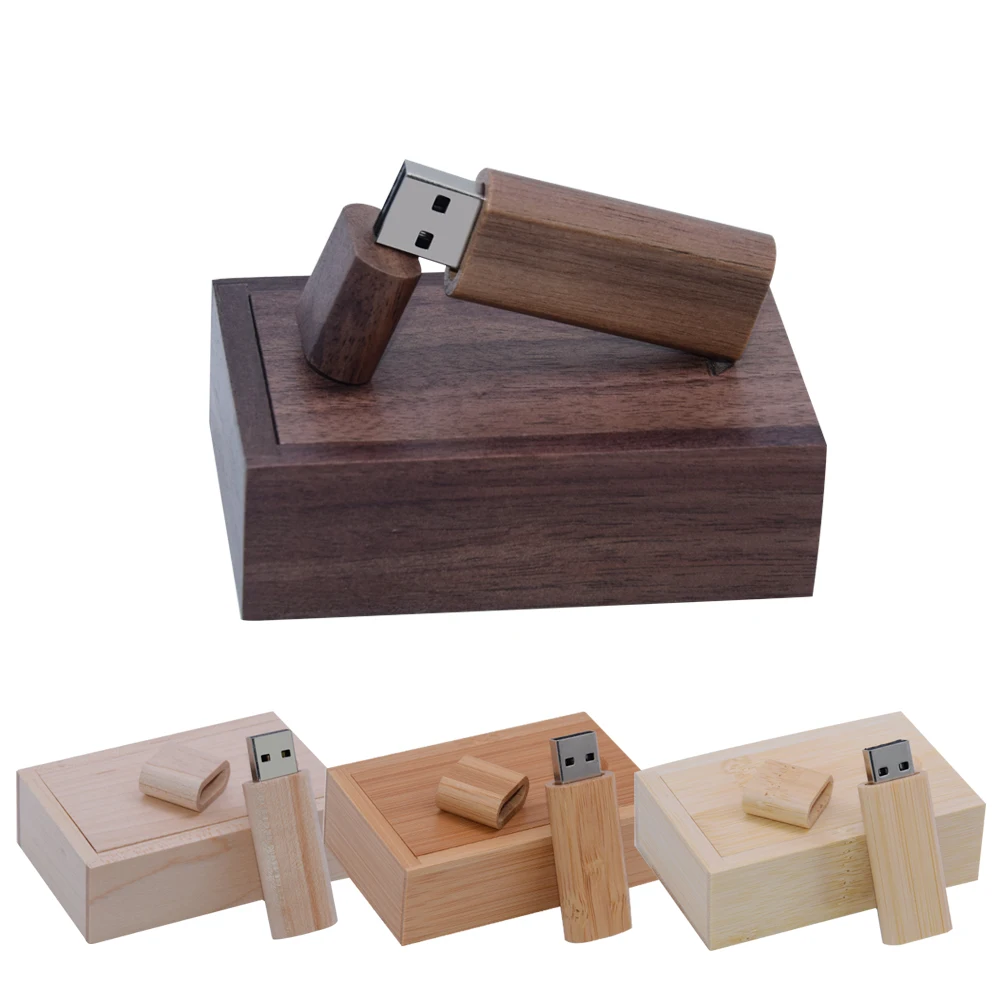 100% Real Capacity USB 2.0 Wooden Pen Drive 128GB Box Personal Flash Drive Walnut Wooden 64GB Pendrive 32GB Maple Memory Stick