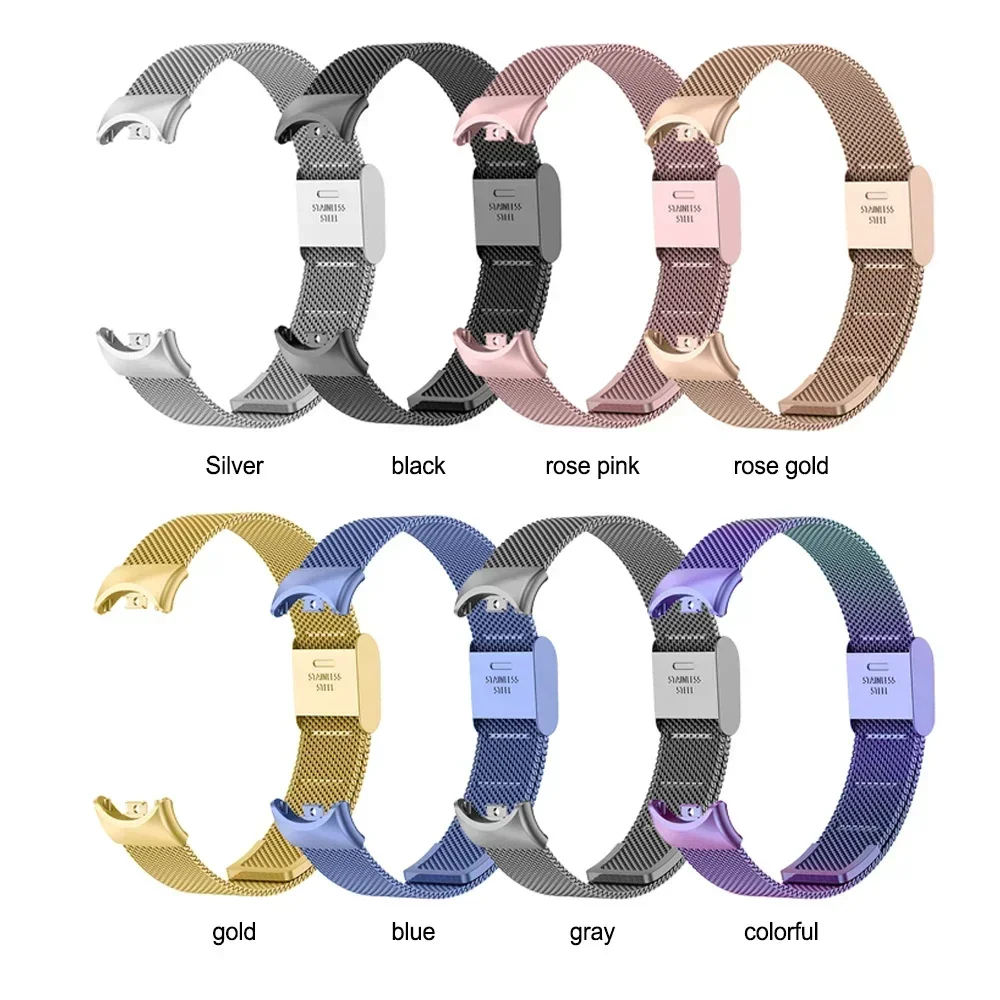 Pulseira para xiaomi mi band 8 milan pulseira de metal sem parafusos de aço inoxidável para mi band 8 pulseiras pulseira