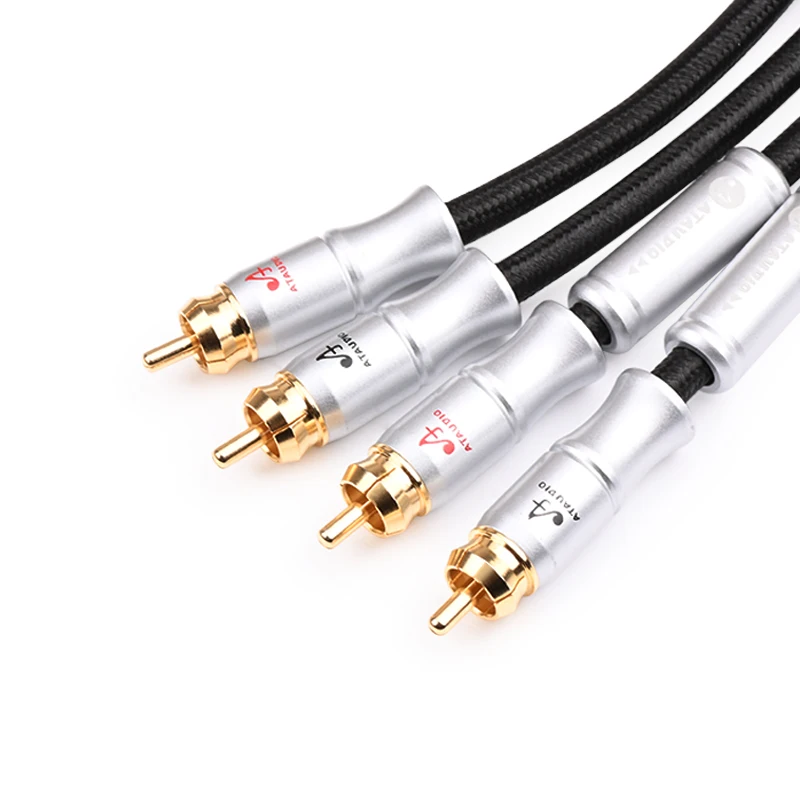 Hifi RCA Cable High Qaulity 6N OFC Dual RCA to Dual RCA for Car Amplifier Soundbox Subwoofer Speaker