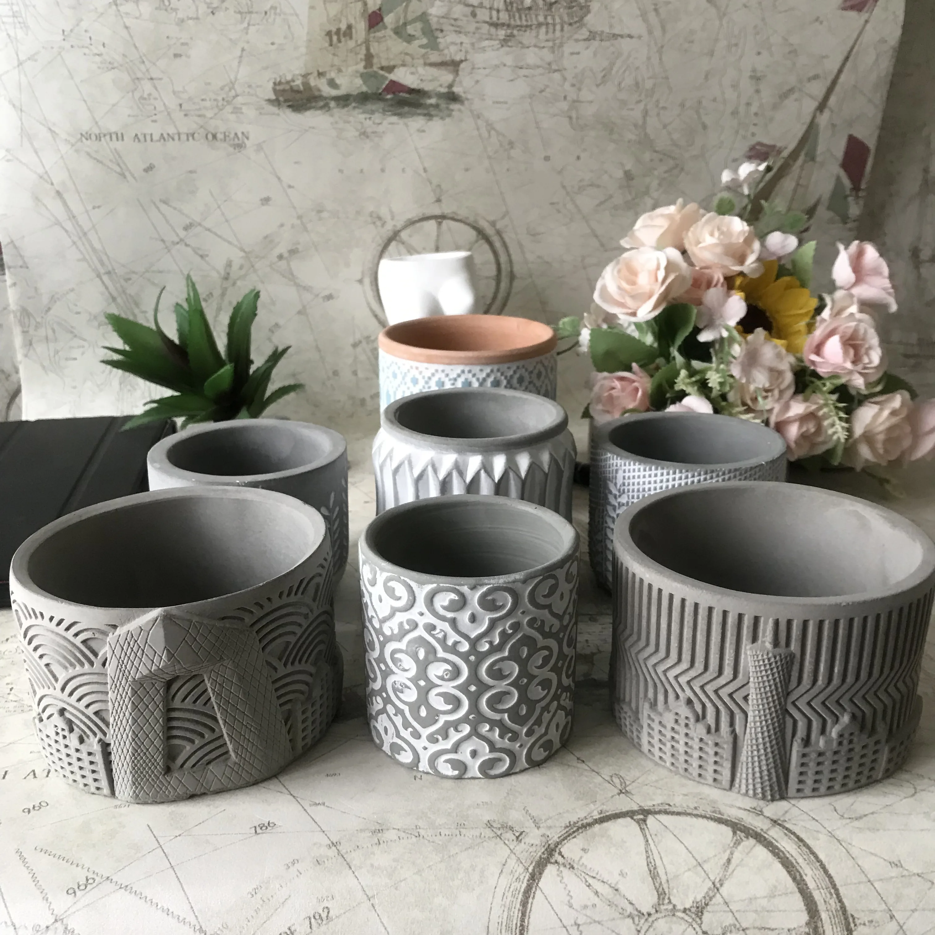 Concrete Planter Candle Holder, 3D Resin Plaster Clay Vase Mould, Cement Flower Pot, Silicone Molds, Garden Decoration Tools