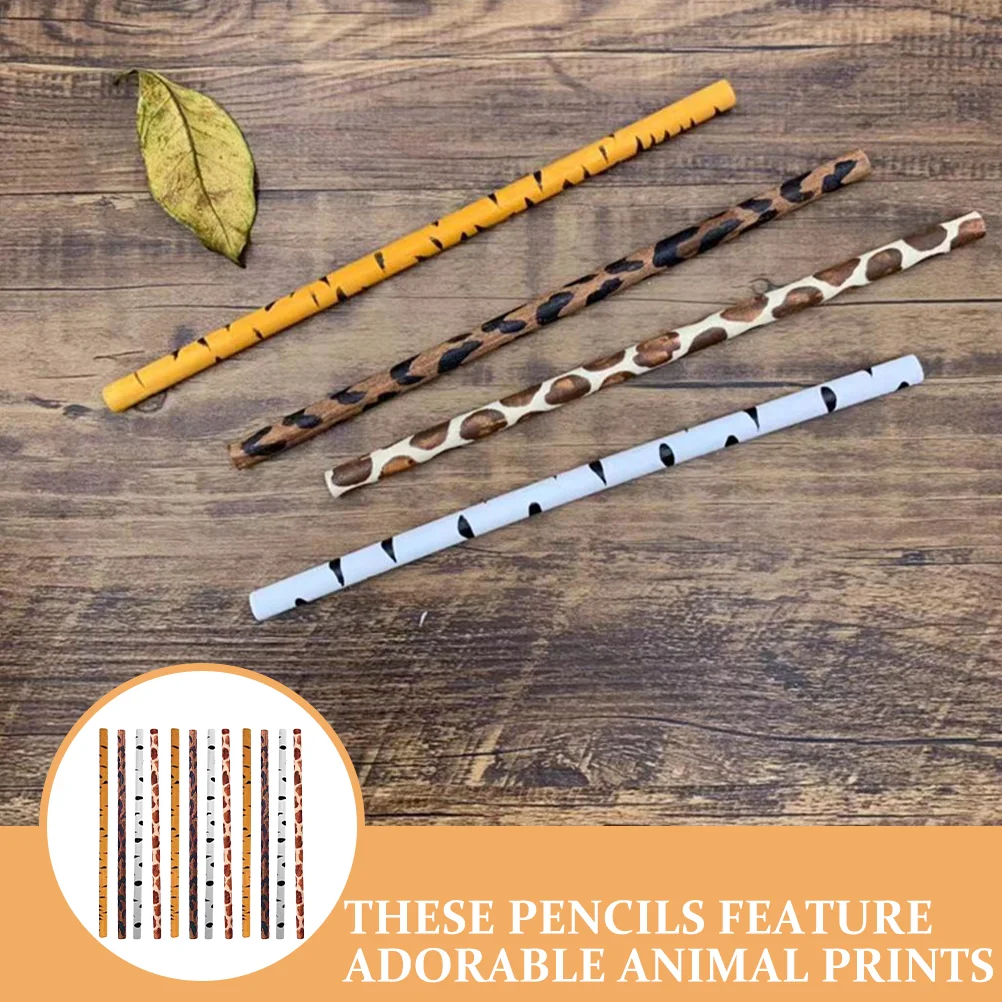 12 шт., карандаш с животным узором, ручки с леопардовым принтом, карандаши в виде зебры, подарок, изящное дерево, креативный