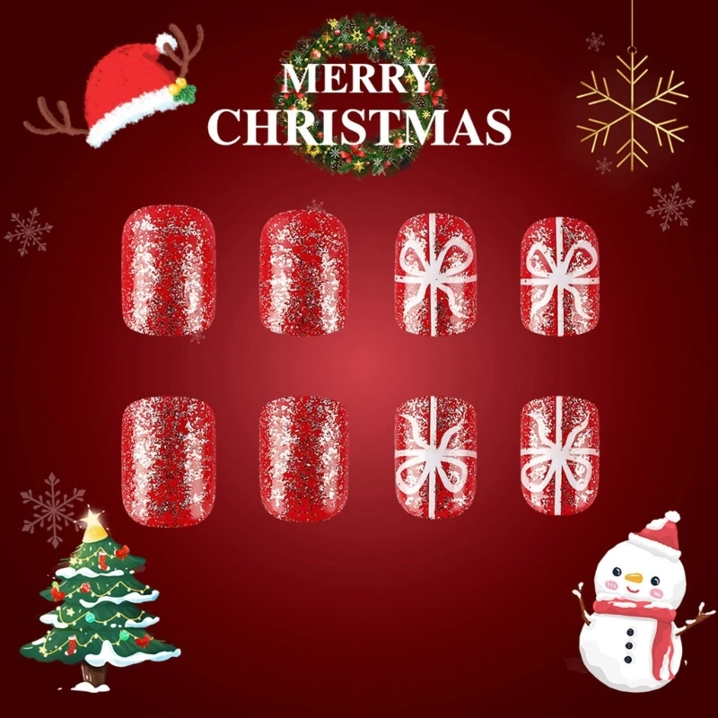 Französische Schneeflocken-Nagelpresse mit Weihnachtsmotiv, zum Aufkleben auf den Nägeln für Frauen, Drop Shipping