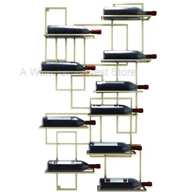 

European Simple Showcase for Shop Horizontal Hanging Display Red Wine Rack Creative Metal Design Display Cabinet for Dining Room