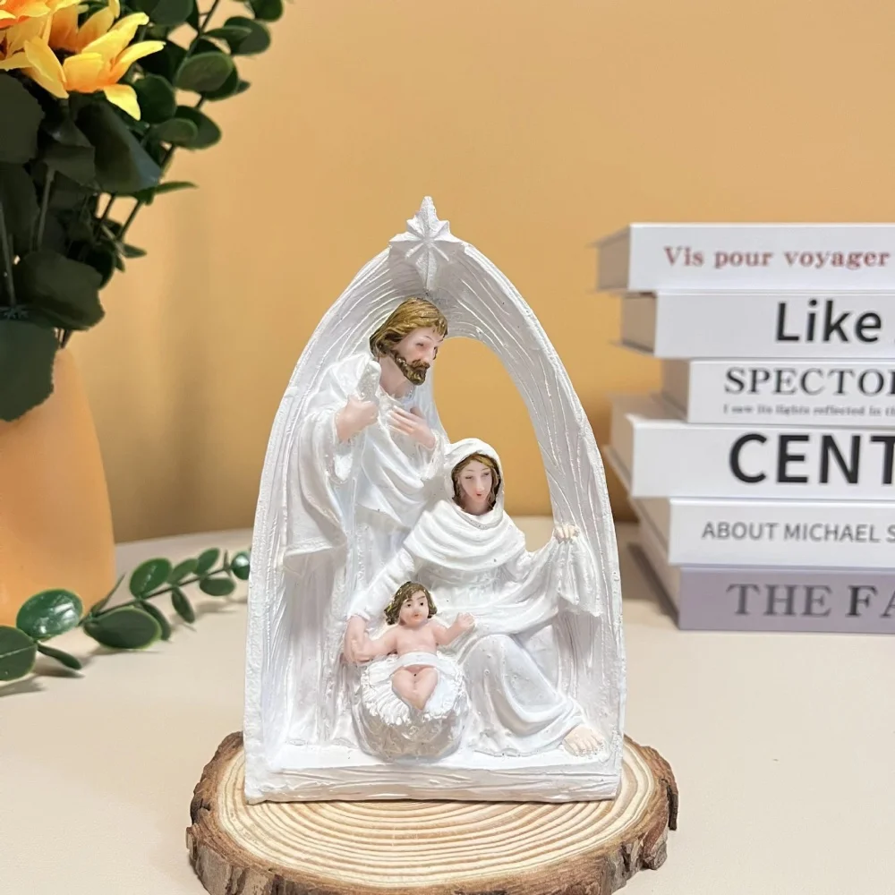 Religious Resin Decor Elaborate Christmas Decoration Figurine Jesus Birth Ornament Meaningful Holy Family Statue For Religious