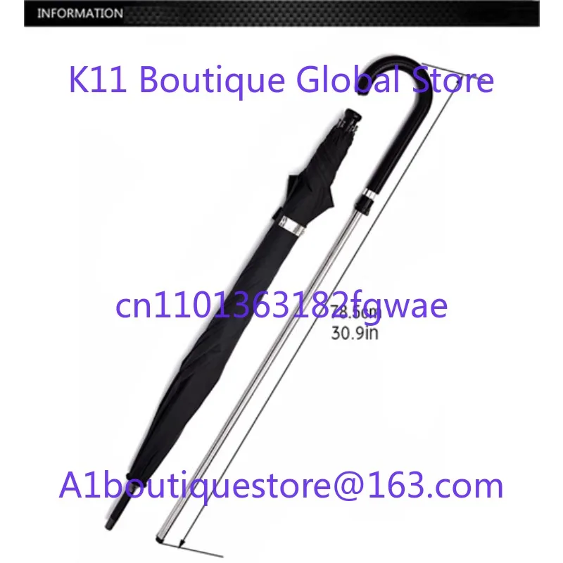 Simple Self-defense Umbrella Creative Long Handle Straight Pole Sunny Rain Black Plastic Sunshade Sunscreen Can Be Pulled Out - view 5