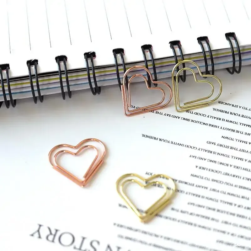 50pcs/set Metal Paper Clips Hearts Mini Binder Clip Bookmark Book BindingNote Decor Stationery School Office Binding Supplies