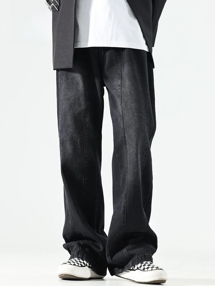 

Мужские прямые джинсы MMOPTOP, летние широкие брюки, модные брендовые брюки с низкой посадкой, длинные штаны в уличном стиле