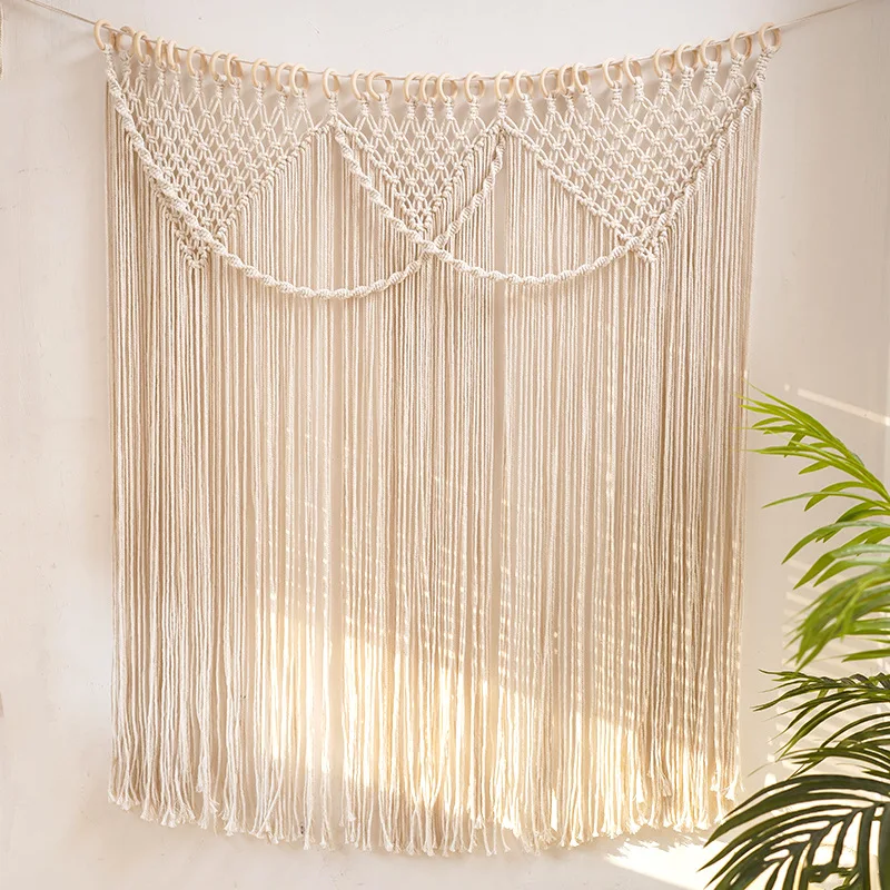 Large Hand-woven Macrame Cotton Door Curtain Tapestry Macrame Wall Hanging Tapestry Wedding Backdrop Decoration Home Decor Gift