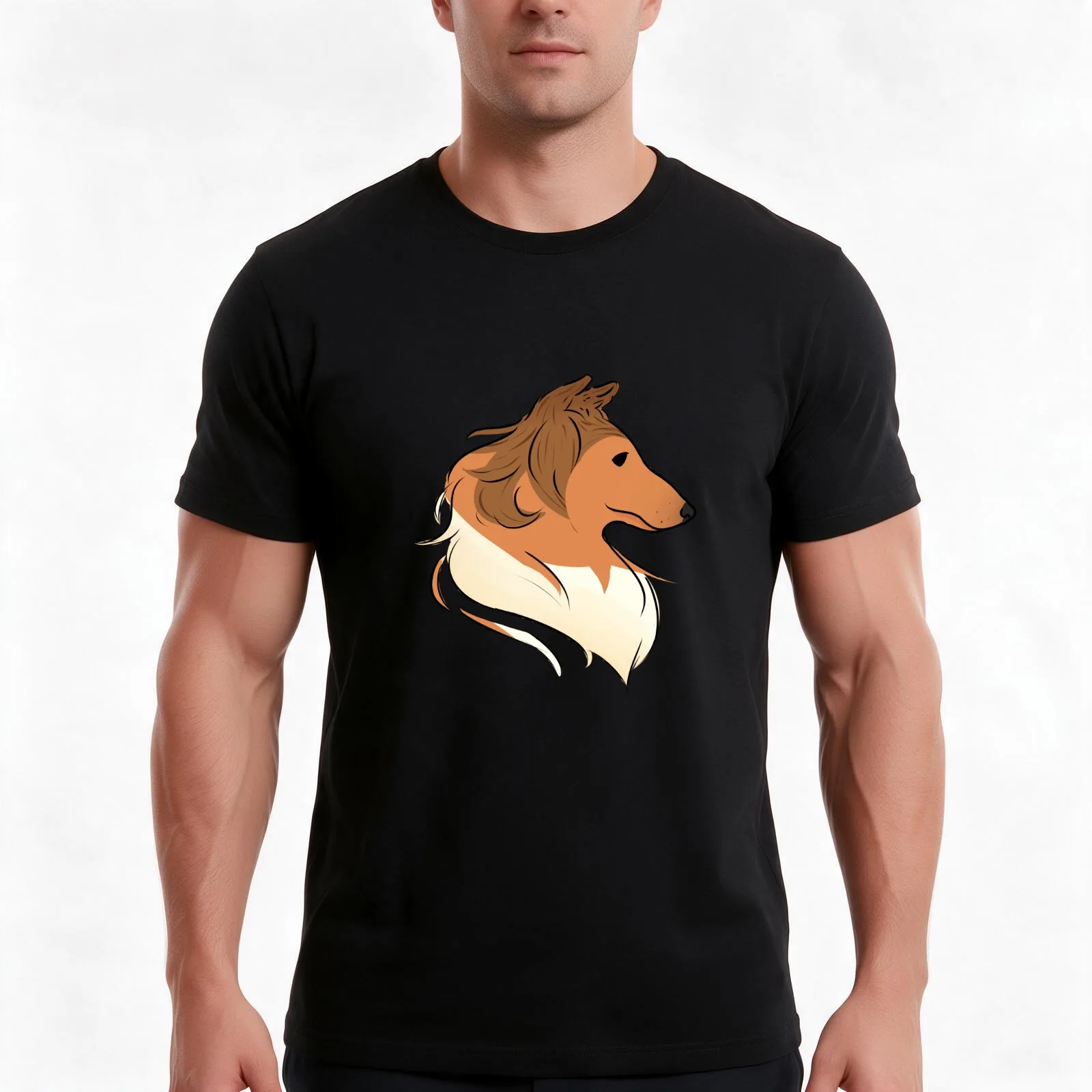 Sable Rough Collie T-Shirt, Summer Casual Cotton Tee, Oversized Streetwear Tops, Vintage Graphic Print, Loose Fit Short Sleeve