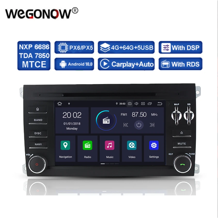 

PX6 DSP IPS Android 11 шесть ядер 4 ГБ ОЗУ 64 Гб ПЗУ Wifi GPS карта RDS радио Bluetooth автомобильный DVD-плеер для Porsche Cayenne 2003-2010