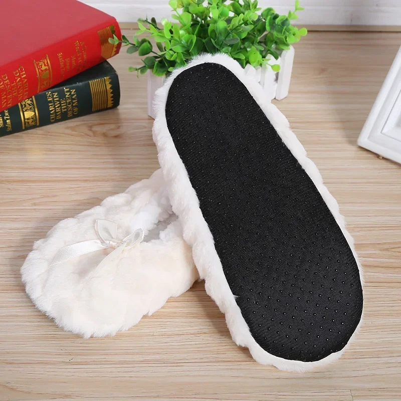Home House Winter Women Slipper Warm Indoor Fuzzy Plush Thick Heart Love Anti Slip Soft Cute Funny Female Fluffy Floor Shoe Grip