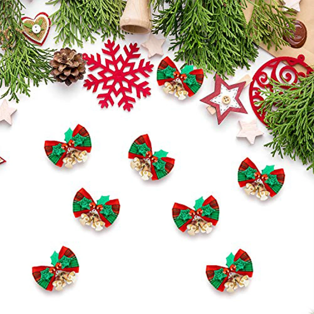 クリスマス用ミニクリスマスツリー蝶結び、ペンダント装飾品、家の装飾、新年のパーティー、2025, 1個、10個