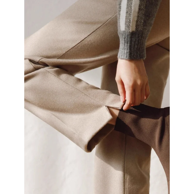 

High-End Woolen Pants Women's Autumn and Winter New Thickened High Waist Straight Pants Small Commute Leisure Ankle-Length Suit