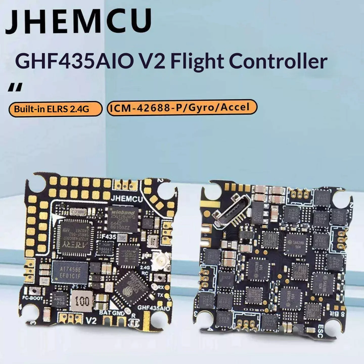 JHEMCU GHF435 AIO V2 Flight Controller 2‑4S 20A Built‑in ELRS 2.4G FPV Crossing Drone All‑in‑One Board