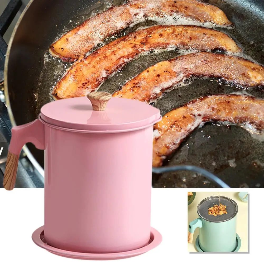 1.4L Oil Storage Grease Keeper For Kitchen Bacon Grease Container Home Filtering Cooking Oil Can Cooking Oil Can Easy Pouring