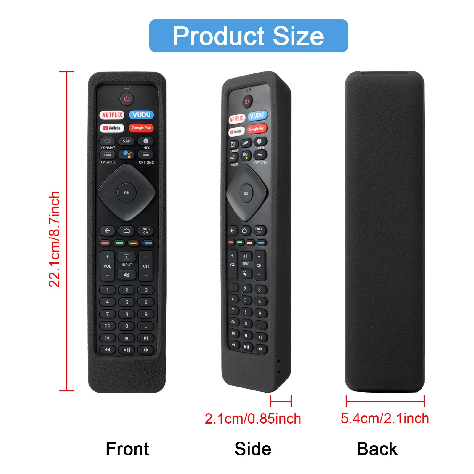 Silicone Case Fit for Philips Smart TV Remote Control RH800UP RF402A-V14 Protective Sheath Cover Anti-Slip ﻿