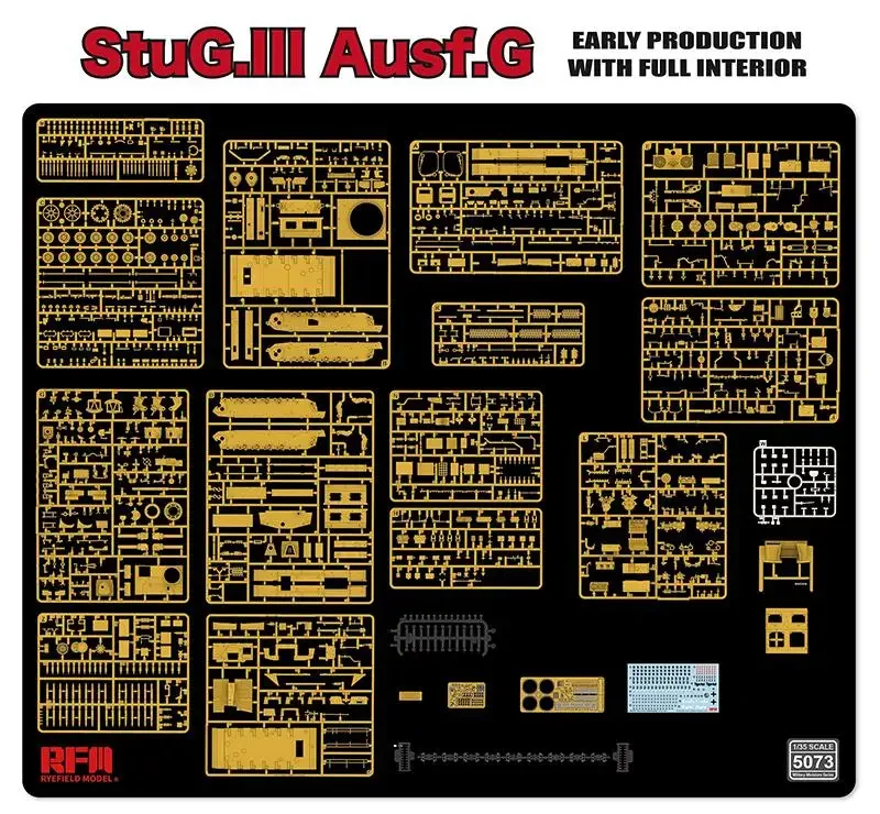 RYEFIELD รุ่น RM5073 1/35 scale StuG III Ausf.G Early Production w/Full ภายใน & ใช้งานได้ Track Links