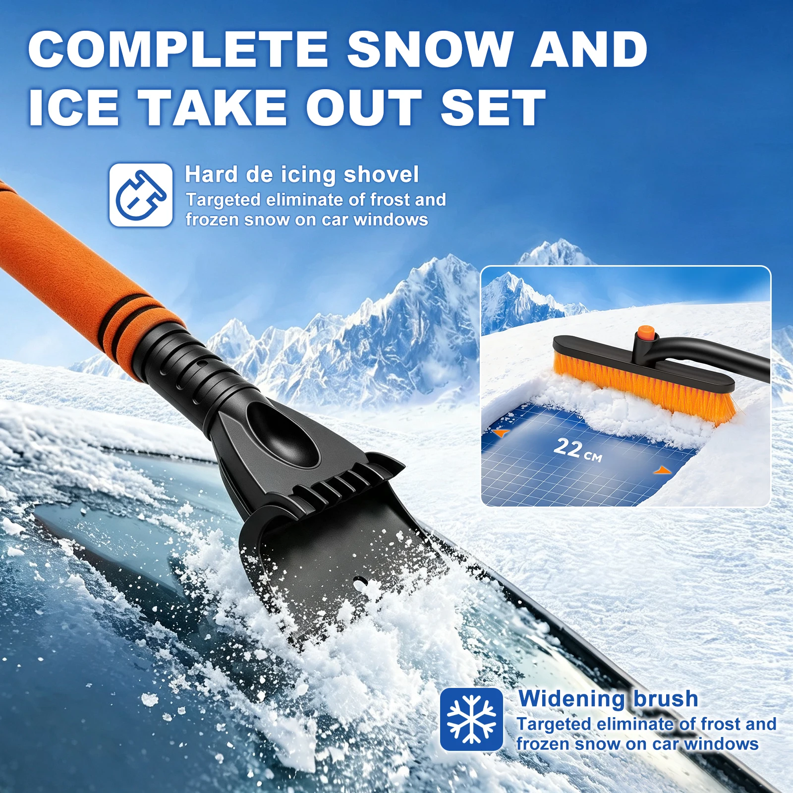 Car Snow Shovel Extendable Ice Scraper Snow Brush Detachable Windshield Snow Remove Broom Winter Auto Cleaner Tool Accessories