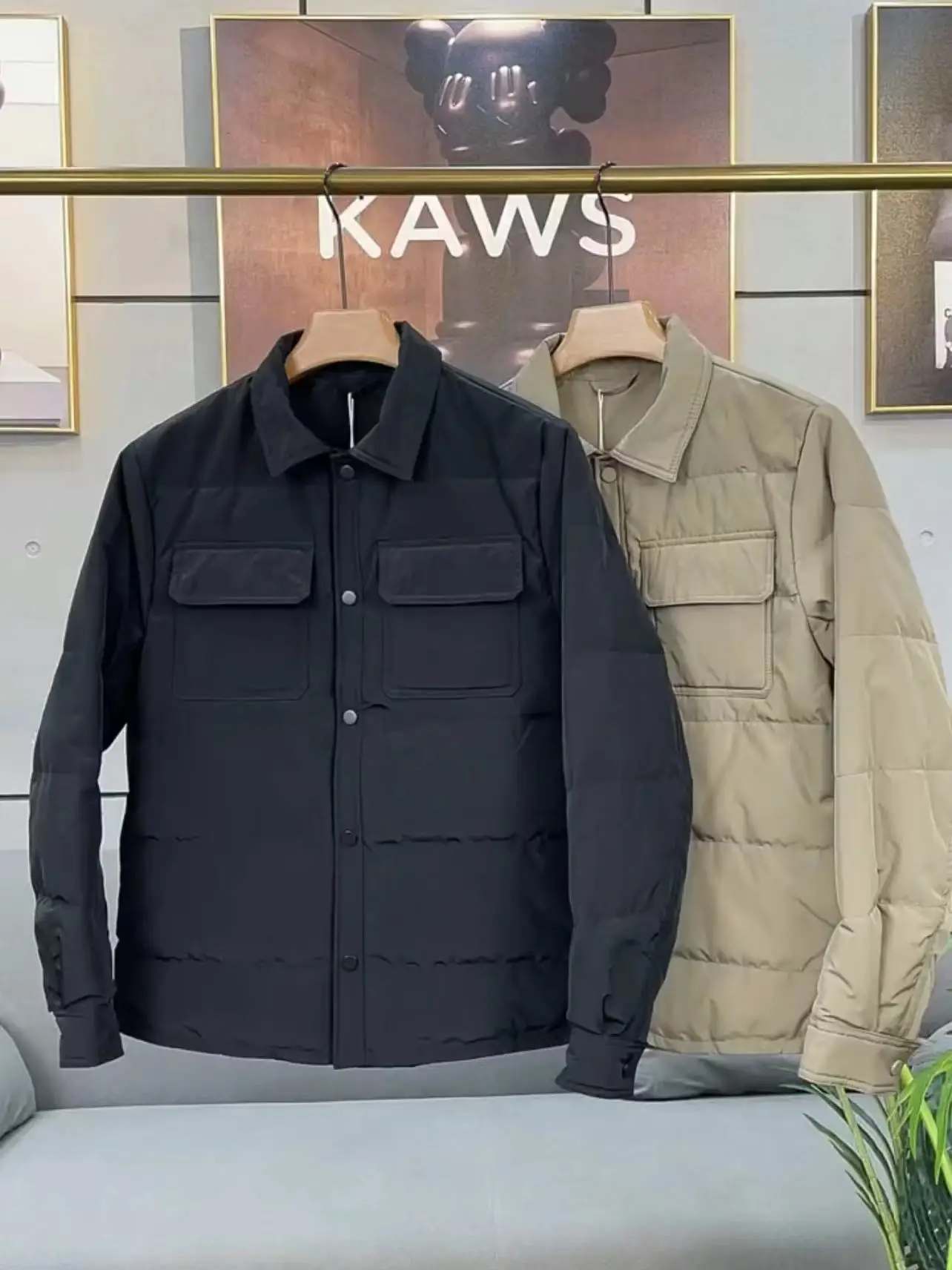 

Men's Winter Cotton irt Simple Turn-down Collar Color Slim-fit Casual Multi-ket Jaet Thin Cotton Clothing Versatile