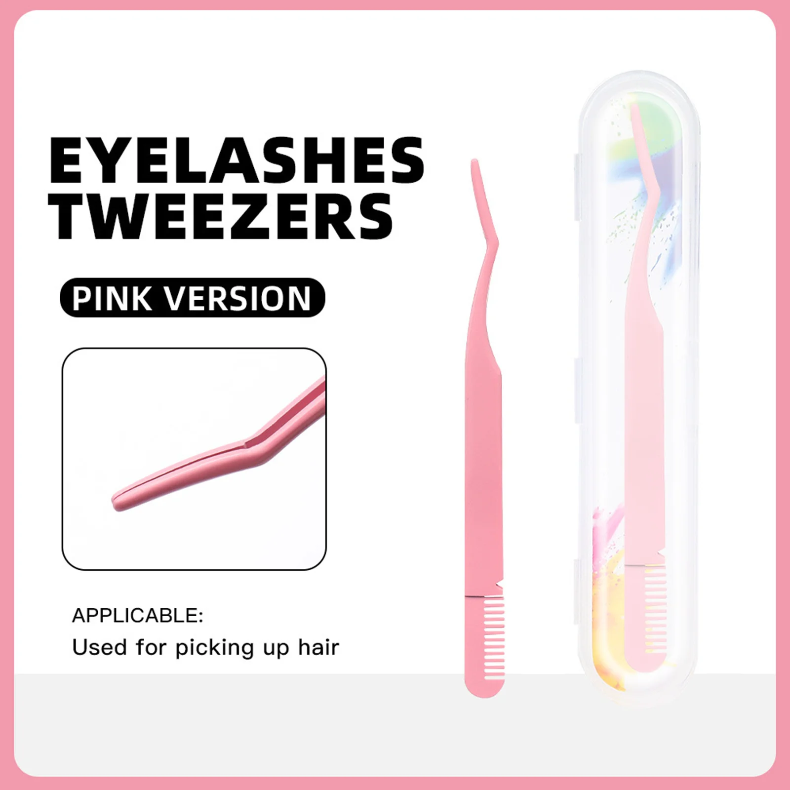 ملاقط تمديد الرموش مع مشبك مشط للحواجب، مادة من الفولاذ المقاوم للصدأ لصالونات التجميل الاحترافية والاستخدام للتدريب