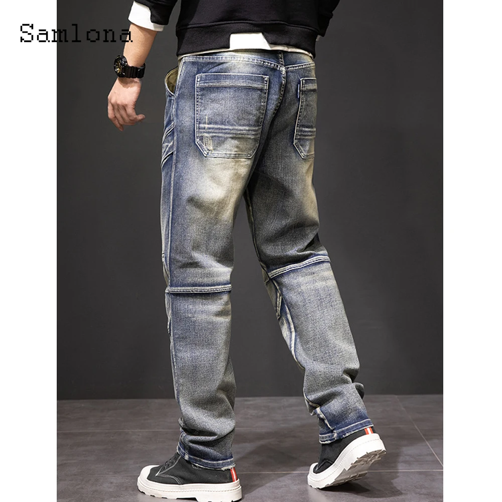 حجم كبير الرجال مستقيم الساق الدنيم السراويل الجينز 2025 أوروبا نمط موضة الكاحل طول السراويل الرجال عادية خمر ديمين السراويل جديد
