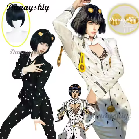 Anime Bizarre Bruno Bucciarati Cosplay Costume White Black Suits Adventure Bruno Wig Uniform Women Hallowen Cosplay Customized