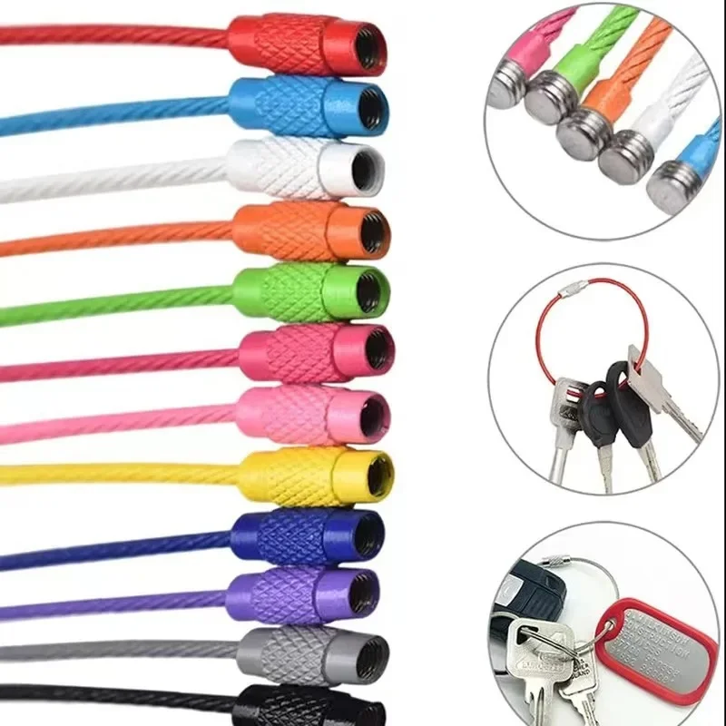 10 Stück Bunte Draht-Schlüsselanhänger Kabelschlaufe Schraubverschluss Seil-Schlüsselhalter Schlüsselring Schlüsselketten Outdoor-Werkzeuge – Detail 5