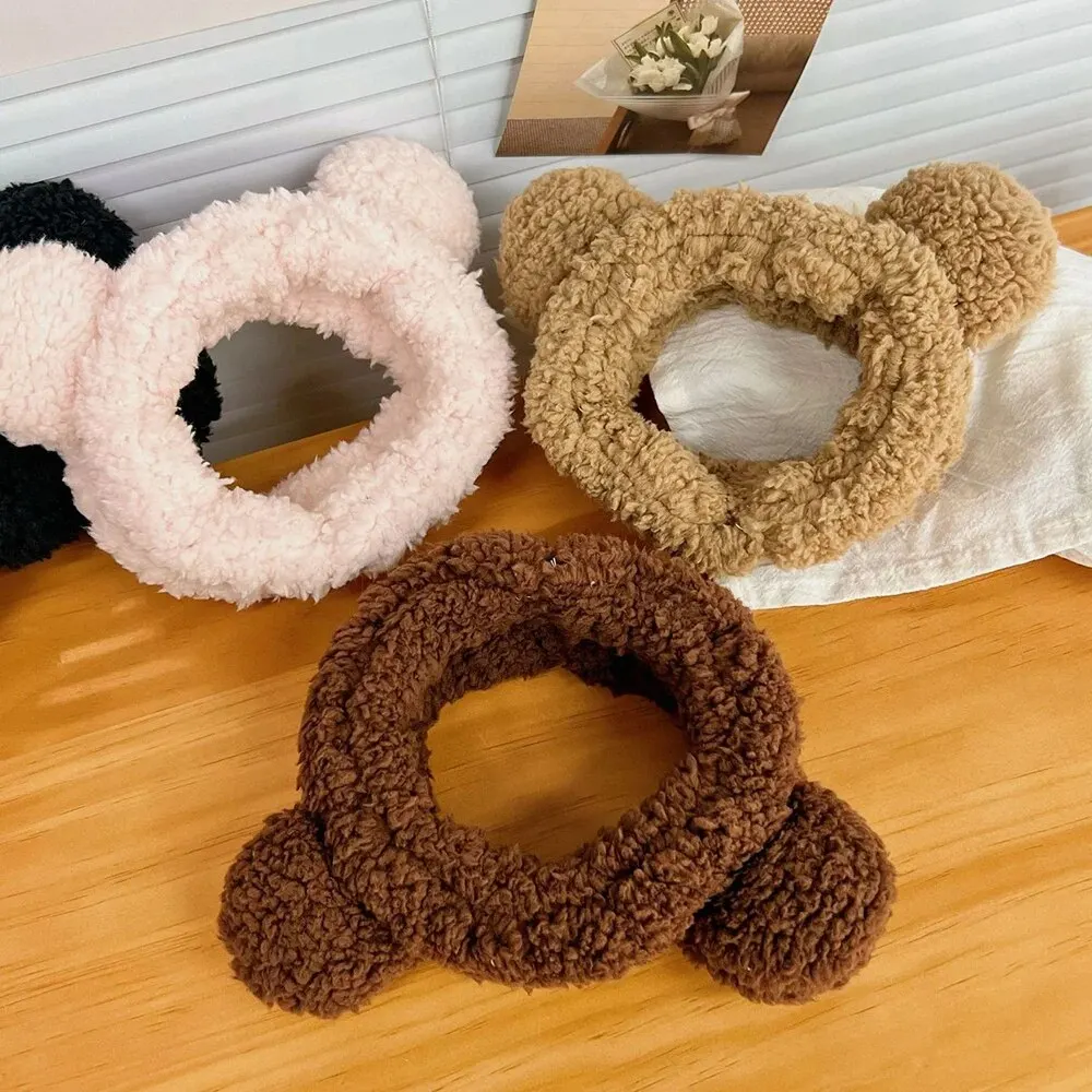 Cute Bear Hair Band Women's Face Wash Facial Mask Makeup Headwear Plush Hair Band Anti Slip Hair Band Hair Hccessories