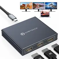 Adaptador USB-C a 3 HDMI 4K @ 60Hz, divisor HDMI de 1 entrada y 3 salidas compatible con modo extendido en Windows para Thunderbolt 3, con 100W PD