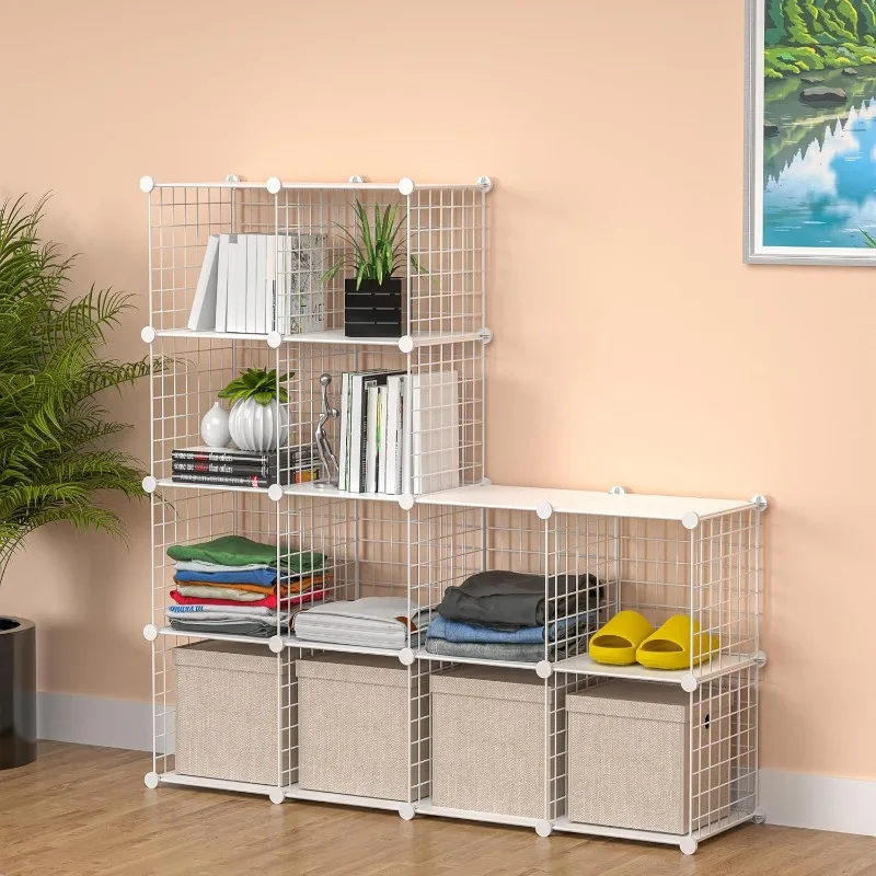 Closet Organizer,12-Cube Closet Organizers and Storage,Closet Cabinet Metal Shelf Rack Storage Shelves Bookshelf