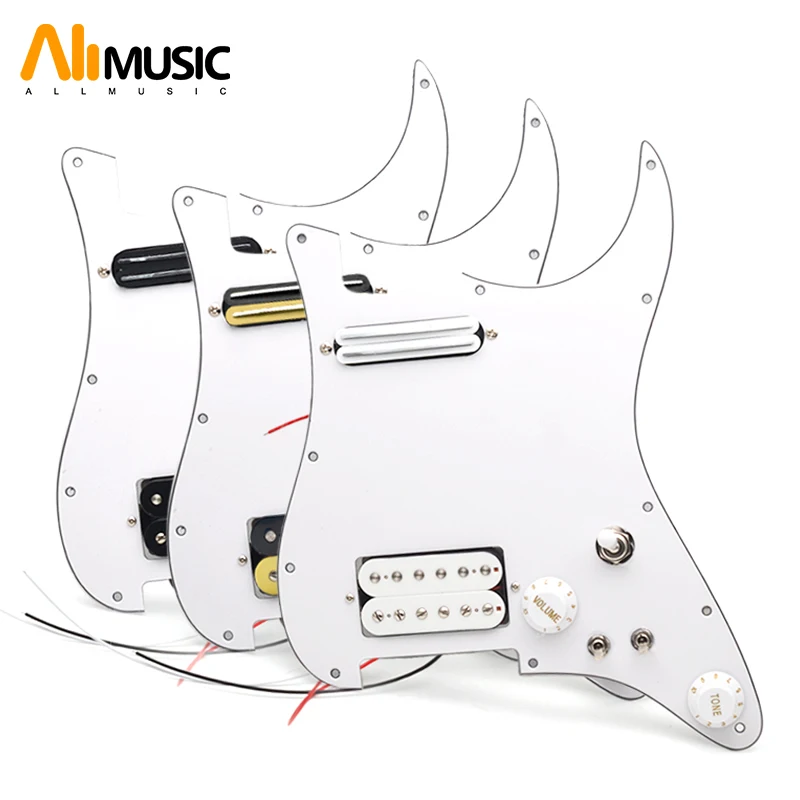 

Alnico 5 Prewired ST Pickguard Coil Splitting Pickguard HH(Mini Humbucker+Humbucker) Loaded Pickguard with Humbucker Pickups