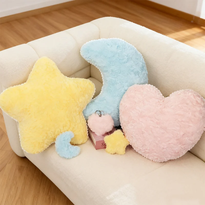 Star moon Shaped Pillow Decorative Star Pillow for Bed Soft Plush Throw Pillow Cute Plush Cushion for Kid Bedroom Living Room ﻿