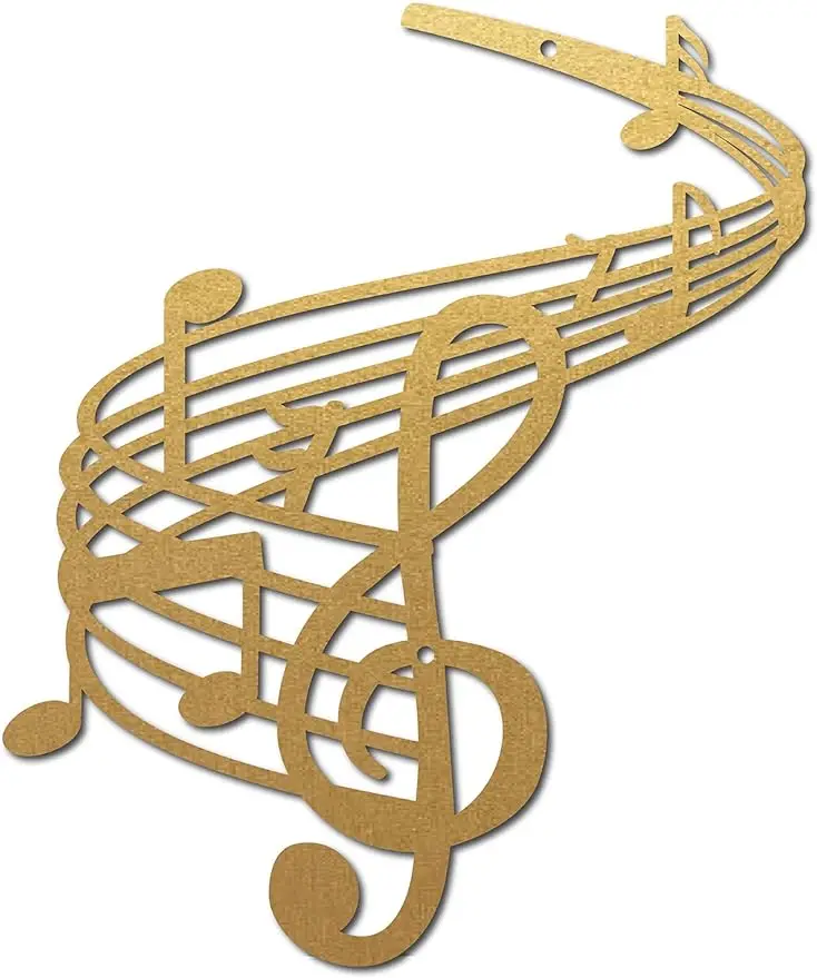 

1PC Music Notes Wall Art Metal Vintage Treble Clef Wall Decor Wall Signs Hanging Sculpture for Home Bedroom Kitchen Garden