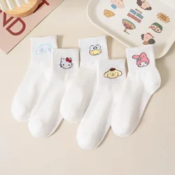 Kızlar için 5 Pairs Hello Kitty çorap orta çorap Kawaii Sanrio Hello Kitty aksesuarları çorap Rosered siyah beyaz kadın kadın