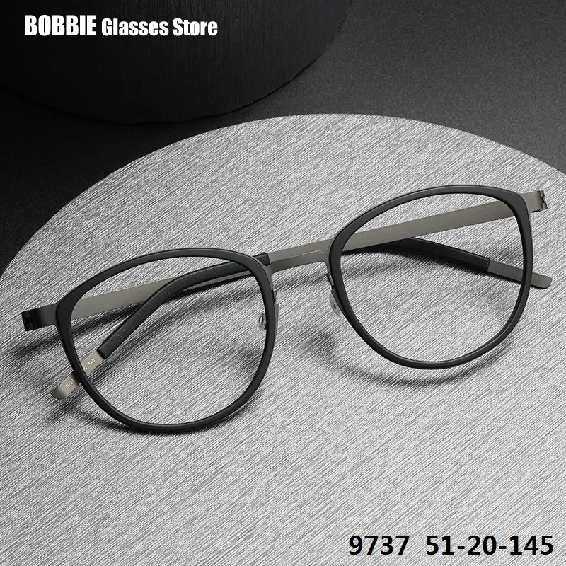 Denmark Brand Titanium Glasses Frame Men Women Square Screwless 9737 Myopia Optical Eyewear Prescription Eyeglasses 2023 Design