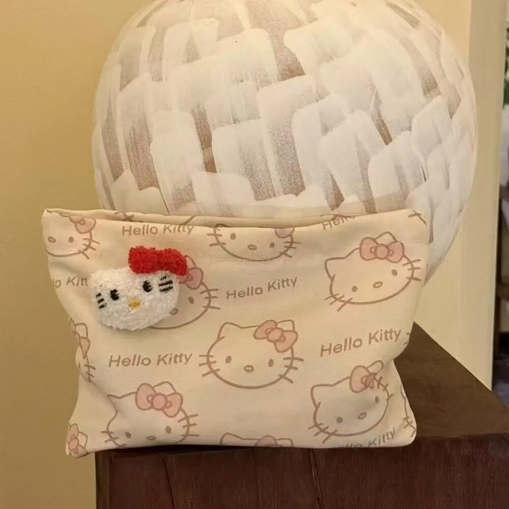 

New Sanrio Hello Kitty Washbag Cosmetic Bag Cartoon Simple Large Capacity Hand Bags Portable Travel Storage Bags Cosmetic Bag