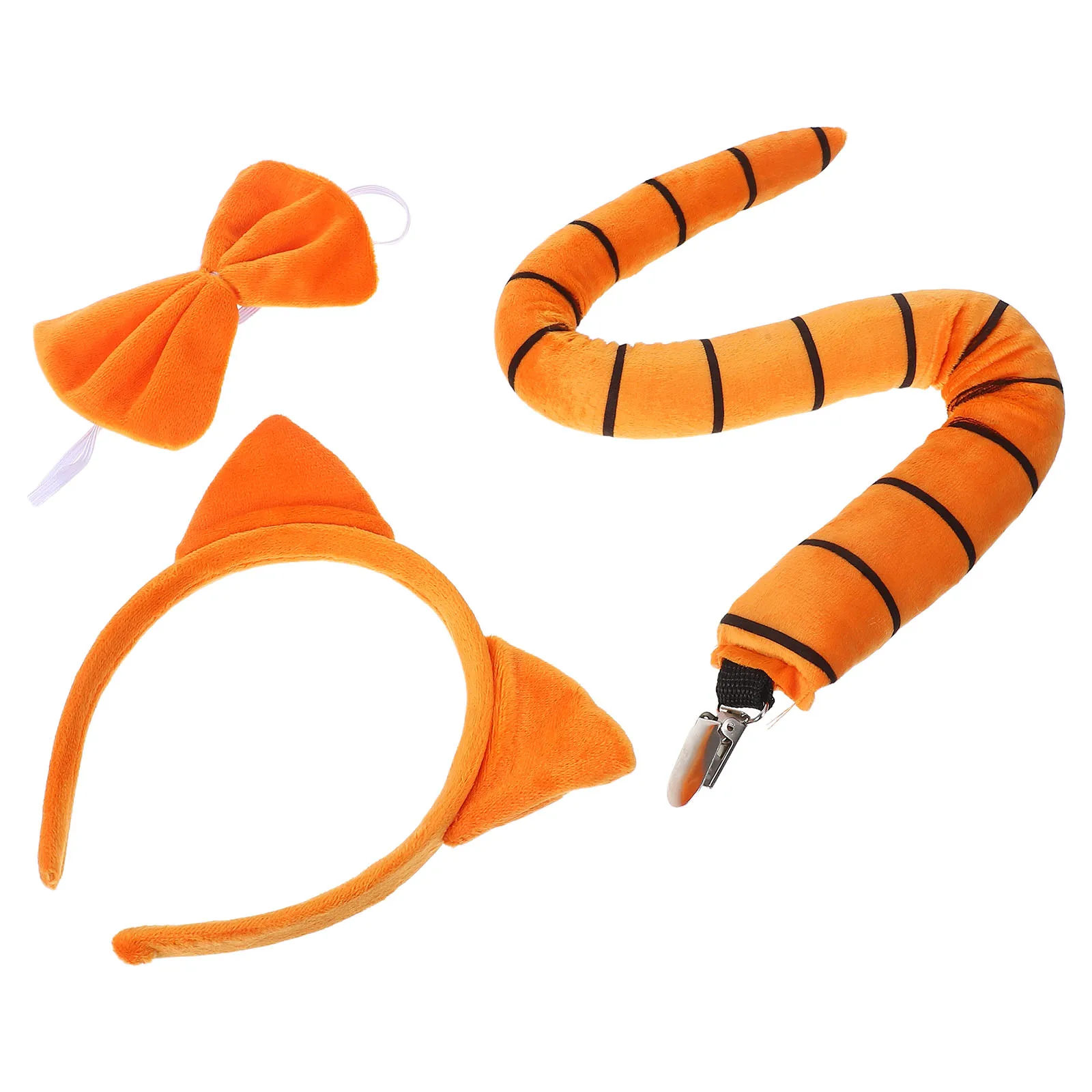 

Children Animal Set Cat Dress up Accessories Orange Cat Ears Headband Tail Costume Soft Comfortable Longlasting Materials Kids