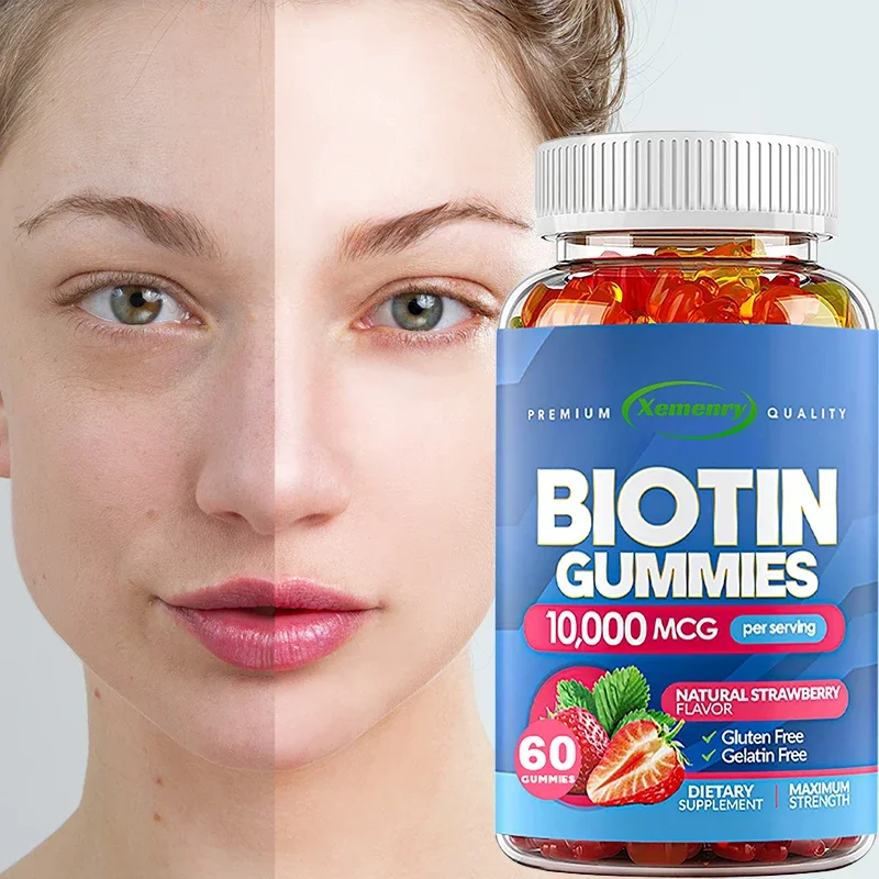 

Biotin Gummies - Antioxidant, Promotes Healthy Growth of Hair, Skin and Nails, Boosts Energy Levels, Gluten-free