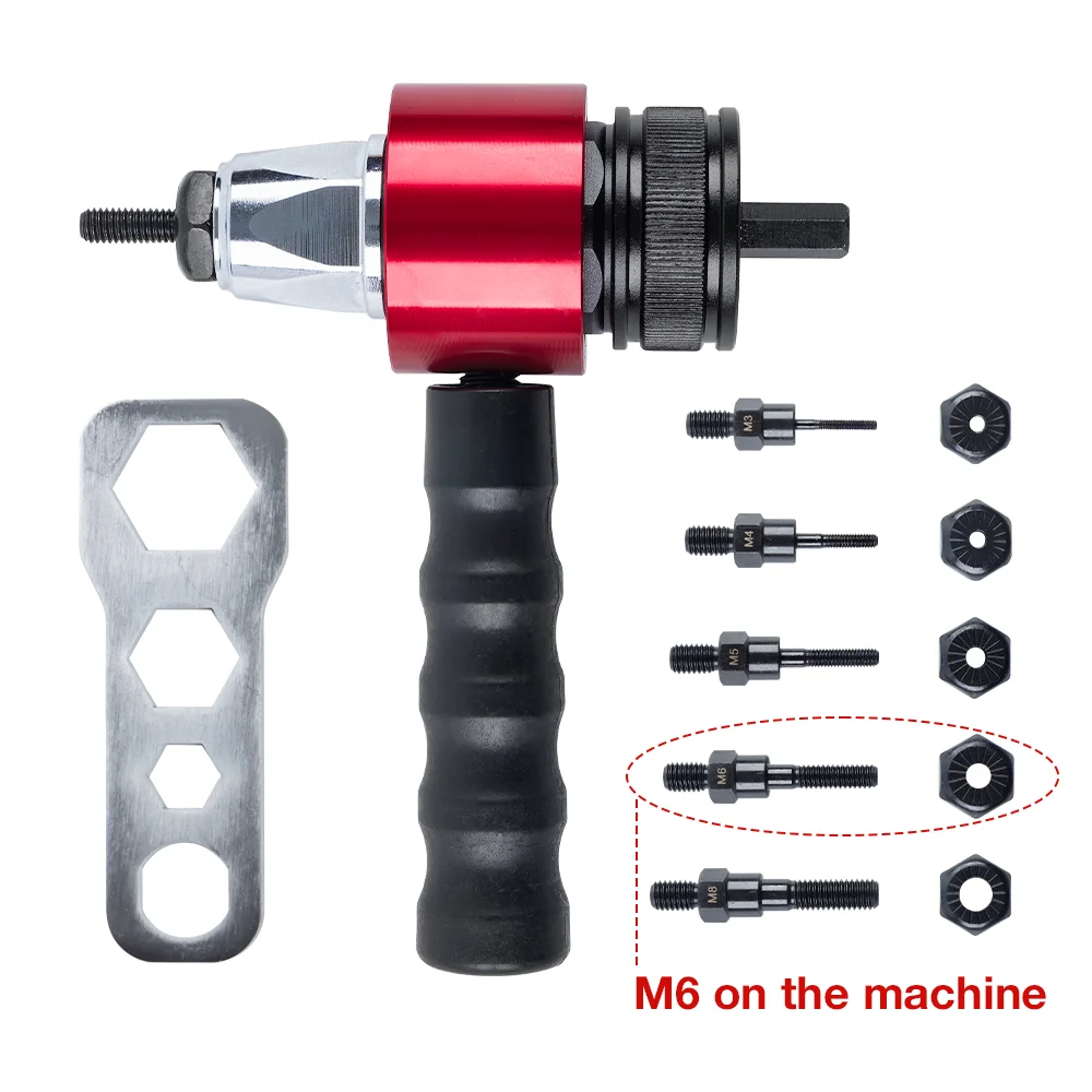 อะแดปเตอร์ปืนยิงหมุดย้ำไฟฟ้าไร้สาย โครงสร้างเหล็กกล้าคาร์บอนสูง M3-M8 ปรับแรงบิดได้ ติดตั้งง่าย สำหรับงานอุตสาหกรรม สำหรับการซ่อมแซม DIY และในครัวเรือน